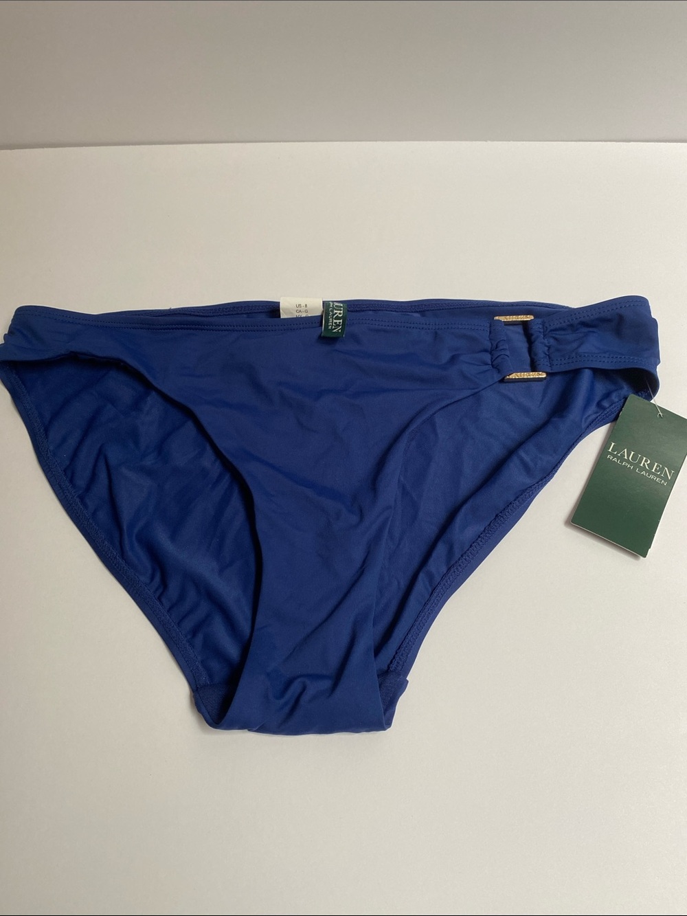 Lauren Ralph Lauren Cobalt Blue Bikini Bottoms with Side Ring Accent